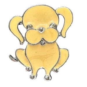 Lovenirk Dog Brooch Yellow Enamel Puppy Pin Cute Pet Animal Lover Gift